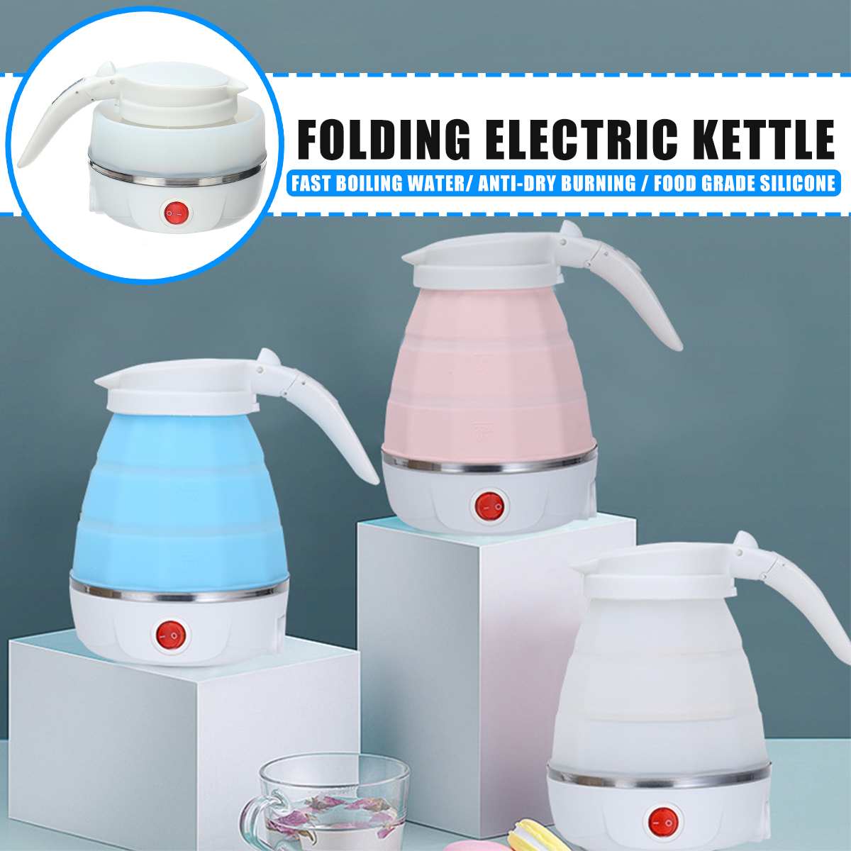 Silicon Foldable Electric 0.6L Kettle